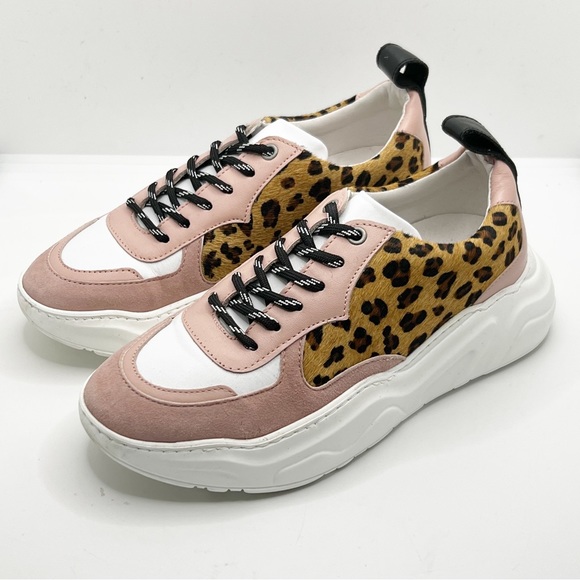 Hush Bennett Trainers Pony Hair Leopard Print Pink& White Size 36 UK 3 - Picture 2 of 9